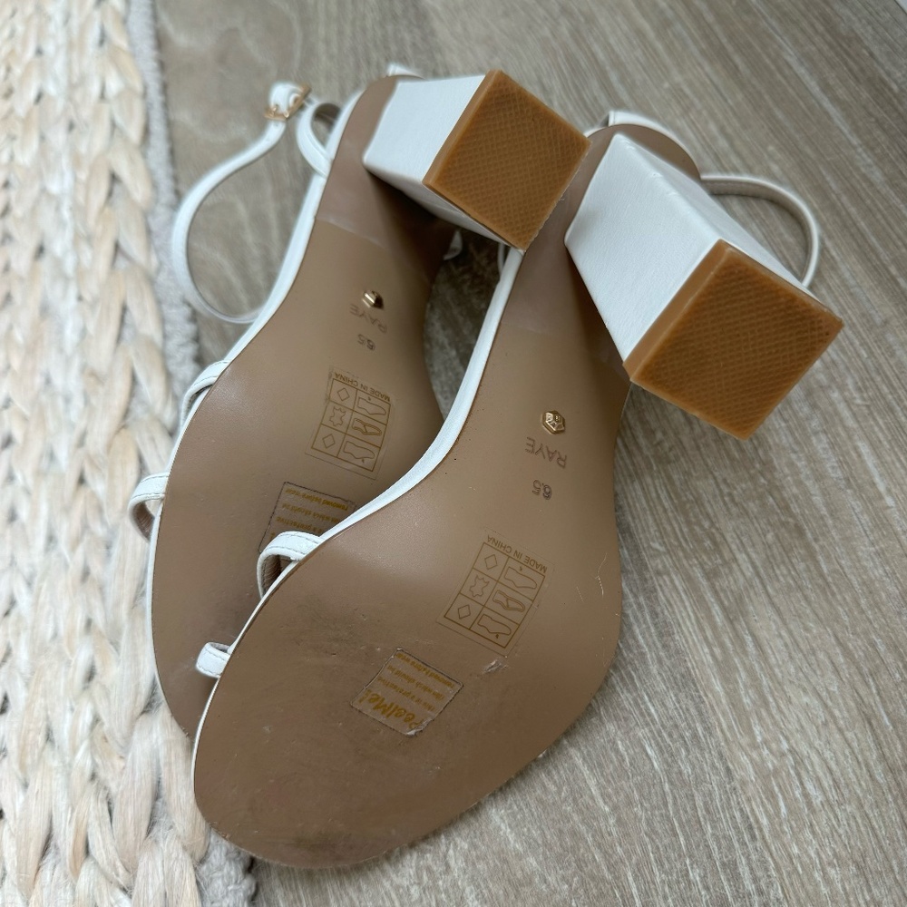 RAYE White Block Heel Strappy Sandals - Picture 2 of 6